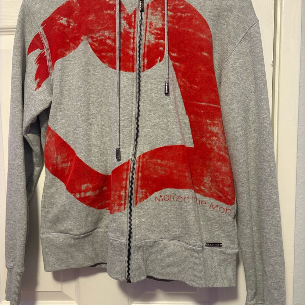 Married to the Mob Red and Gray Graphic Hoodie